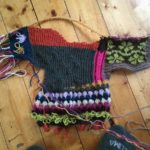 knitting work-in-progress, half-way done
